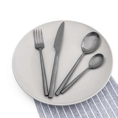 High quality shiny or matte PVD coating black stainless steel german style flatware cutlery set