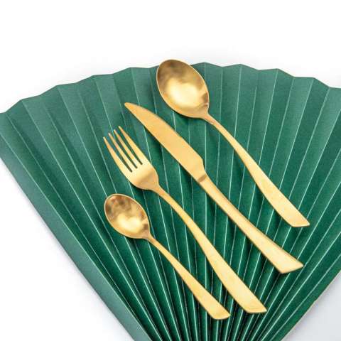 Brush gold  luxury utensil stainless steel flatware for home set of 24 pcs unique brass cutlery spoon fork knife manufacture